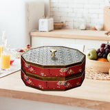 Maxbell Divided Serving Box Versatile Serving Tray for Cookies Desserts Dried Fruits 2 Tiers Red