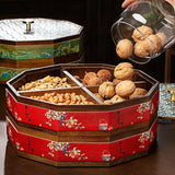 Maxbell Divided Serving Box Versatile Serving Tray for Cookies Desserts Dried Fruits 2 Tiers Red