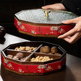 Maxbell Divided Serving Box Versatile Serving Tray for Cookies Desserts Dried Fruits 2 Tiers Red