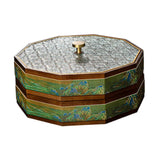 Maxbell Divided Serving Box Versatile Serving Tray for Cookies Desserts Dried Fruits 2 Tiers Green