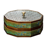 Maxbell Divided Serving Box Versatile Serving Tray for Cookies Desserts Dried Fruits 2 Tiers Green