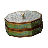 Maxbell Divided Serving Box Versatile Serving Tray for Cookies Desserts Dried Fruits 2 Tiers Green