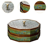 Maxbell Divided Serving Box Versatile Serving Tray for Cookies Desserts Dried Fruits 2 Tiers Green