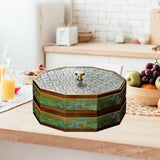 Maxbell Divided Serving Box Versatile Serving Tray for Cookies Desserts Dried Fruits 2 Tiers Green
