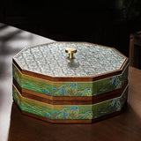Maxbell Divided Serving Box Versatile Serving Tray for Cookies Desserts Dried Fruits 2 Tiers Green