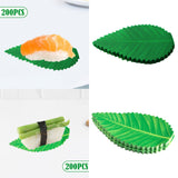 Maxbell 200x Artificial Leaf Sushi Plate Decor Dish Mat Sushi Dish Platter Ornaments Dark Green