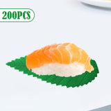 Maxbell 200x Artificial Leaf Sushi Plate Decor Dish Mat Sushi Dish Platter Ornaments Dark Green