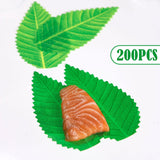 Maxbell 200x Artificial Leaf Sushi Plate Decor Dish Mat Sushi Dish Platter Ornaments Dark Green