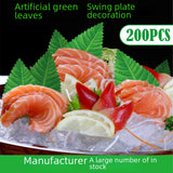 Maxbell 200x Artificial Leaf Sushi Plate Decor Dish Mat Sushi Dish Platter Ornaments Dark Green