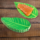 Maxbell 200x Artificial Leaf Sushi Plate Decor Dish Mat Sushi Dish Platter Ornaments Dark Green