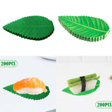 Maxbell 200x Artificial Leaf Sushi Plate Decor Dish Mat Sushi Dish Platter Ornaments Dark Green