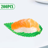 Maxbell 200x Artificial Leaf Sushi Plate Decor Dish Mat Sushi Dish Platter Ornaments Light Green