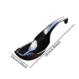 Maxbell Ramen Noodle Soup Spoon with Fork Tableware for Dumpling Wonton Rice Noodles Black