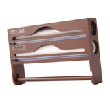 Maxbell Wrap Dispenser Bamboo Aluminum Foil and Parchment Wrapping Paper Storage 3 in 1 brown