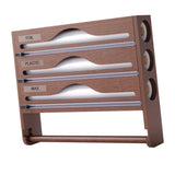 Maxbell Wrap Dispenser Bamboo Aluminum Foil and Parchment Wrapping Paper Storage 4 in 1 brown