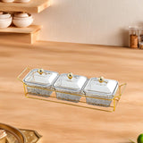 Maxbell Divided Serving Dishes Dried Fruit Tray with Lid for Candy Appetizer Cookies 3 Grids