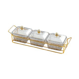 Maxbell Divided Serving Dishes Dried Fruit Tray with Lid for Candy Appetizer Cookies 3 Grids