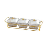 Maxbell Divided Serving Dishes Dried Fruit Tray with Lid for Candy Appetizer Cookies 3 Grids
