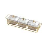 Maxbell Divided Serving Dishes Dried Fruit Tray with Lid for Candy Appetizer Cookies 3 Grids