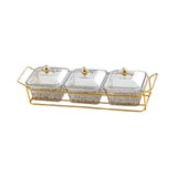 Maxbell Divided Serving Dishes Dried Fruit Tray with Lid for Candy Appetizer Cookies 3 Grids