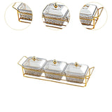 Maxbell Divided Serving Dishes Dried Fruit Tray with Lid for Candy Appetizer Cookies 3 Grids