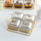 Maxbell Divided Serving Dishes Dried Fruit Tray with Lid for Candy Appetizer Cookies 4 Grids