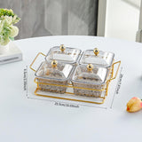 Maxbell Divided Serving Dishes Dried Fruit Tray with Lid for Candy Appetizer Cookies 4 Grids