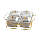 Maxbell Divided Serving Dishes Dried Fruit Tray with Lid for Candy Appetizer Cookies 4 Grids