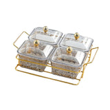 Maxbell Divided Serving Dishes Dried Fruit Tray with Lid for Candy Appetizer Cookies 4 Grids