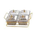 Maxbell Divided Serving Dishes Dried Fruit Tray with Lid for Candy Appetizer Cookies 4 Grids
