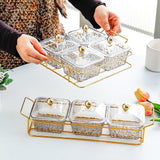 Maxbell Divided Serving Dishes Dried Fruit Tray with Lid for Candy Appetizer Cookies 4 Grids