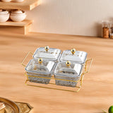 Maxbell Divided Serving Dishes Dried Fruit Tray with Lid for Candy Appetizer Cookies 4 Grids