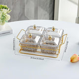 Maxbell Divided Serving Dishes Dried Fruit Tray with Lid for Candy Appetizer Cookies 4 Grids