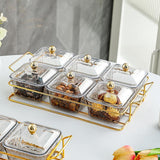 Maxbell Divided Serving Dishes Dried Fruit Tray with Lid for Candy Appetizer Cookies 6 Grids