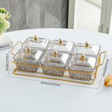 Maxbell Divided Serving Dishes Dried Fruit Tray with Lid for Candy Appetizer Cookies 6 Grids
