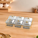 Maxbell Divided Serving Dishes Dried Fruit Tray with Lid for Candy Appetizer Cookies 6 Grids