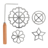 Maxbell 5Pcs Rosette Iron Set Cookies Maker Cooking Easy to Use Rosettes Timbale Set