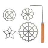 Maxbell 5Pcs Rosette Iron Set Cookies Maker Cooking Easy to Use Rosettes Timbale Set
