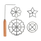 Maxbell 5Pcs Rosette Iron Set Cookies Maker Cooking Easy to Use Rosettes Timbale Set