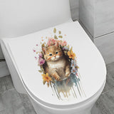Maxbell Toilet Seat Lid Sticker Cat Pattern Cute Wall Decal for Washroom WC Restroom