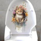 Maxbell Toilet Seat Lid Sticker Cat Pattern Cute Wall Decal for Washroom WC Restroom