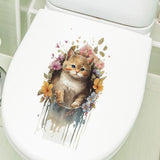 Maxbell Toilet Seat Lid Sticker Cat Pattern Cute Wall Decal for Washroom WC Restroom