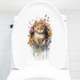 Maxbell Toilet Seat Lid Sticker Cat Pattern Cute Wall Decal for Washroom WC Restroom