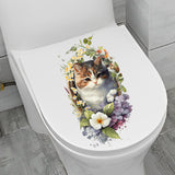 Maxbell Toilet Sticker Cat Shape Cartoon Wall Sticker for Lavatory Restroom Washroom