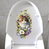 Maxbell Toilet Sticker Cat Shape Cartoon Wall Sticker for Lavatory Restroom Washroom