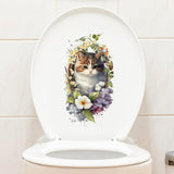 Maxbell Toilet Sticker Cat Shape Cartoon Wall Sticker for Lavatory Restroom Washroom