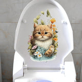 Maxbell Toilet Sticker Cat Shape Cartoon Toilet Lid Decal for Lavatory Washroom Home
