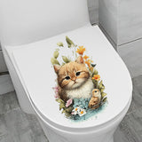 Maxbell Toilet Sticker Cat Shape Cartoon Toilet Lid Decal for Lavatory Washroom Home
