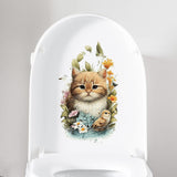 Maxbell Toilet Sticker Cat Shape Cartoon Toilet Lid Decal for Lavatory Washroom Home