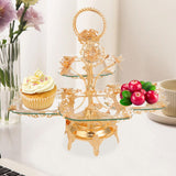 Maxbell Glass Serving Tray European Style Basket Cake Holder for Pastry Home Cookies